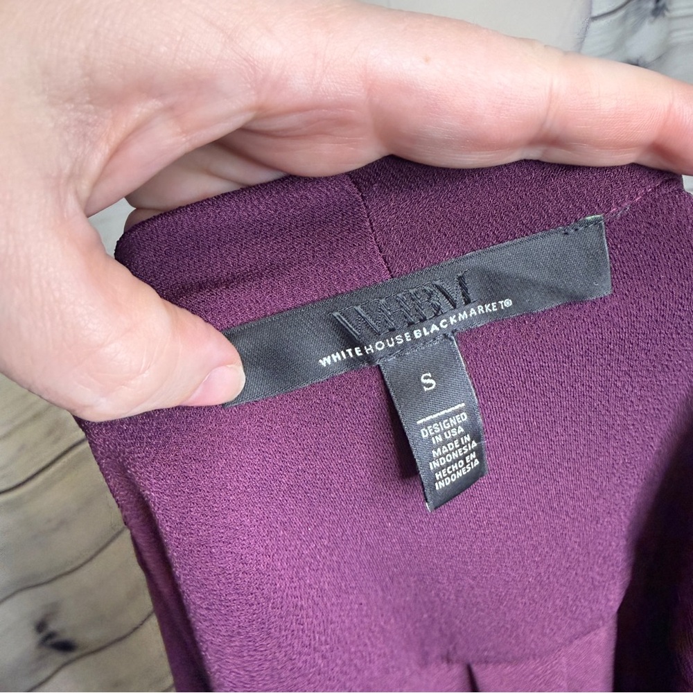 White House Black Market Deep eggplant Purple faux Wrap Blouse - Picture 3 of 3